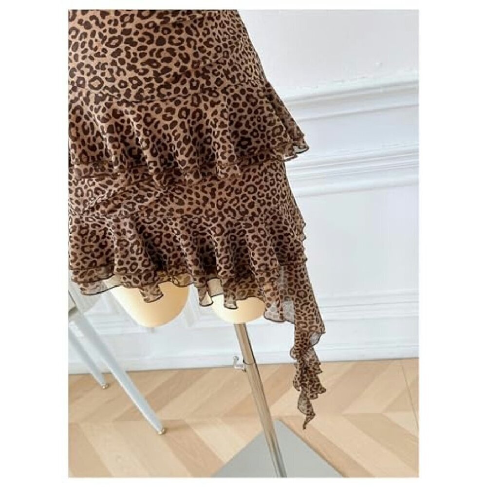Mesh Mini Dress Halter Backless Ruffle Fairy Y2K Party - Picture 7 of 8